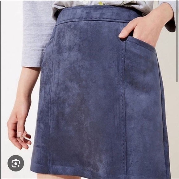 LOFT Dresses & Skirts - NWT LOFT (Ann Taylor) Vegan Suede Slate Blue Mini Skirt with Pockets size 8